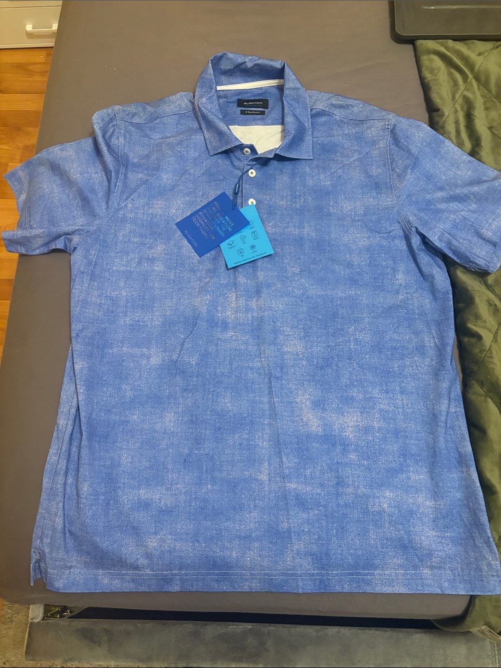 Bugatchi Men's Faded Blue Polo Shirt